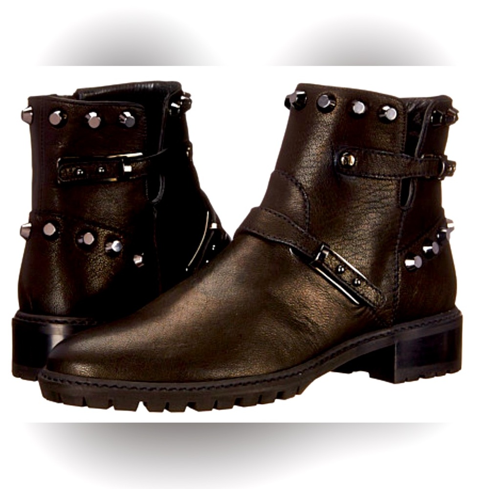 Stuart Weitzman Black Nappa Leather Silver Studded
GoWest Moto Boots 7